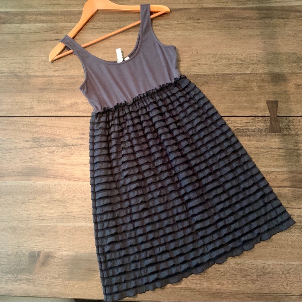Anthropologie Gray Empire Waist Ruffle Dress